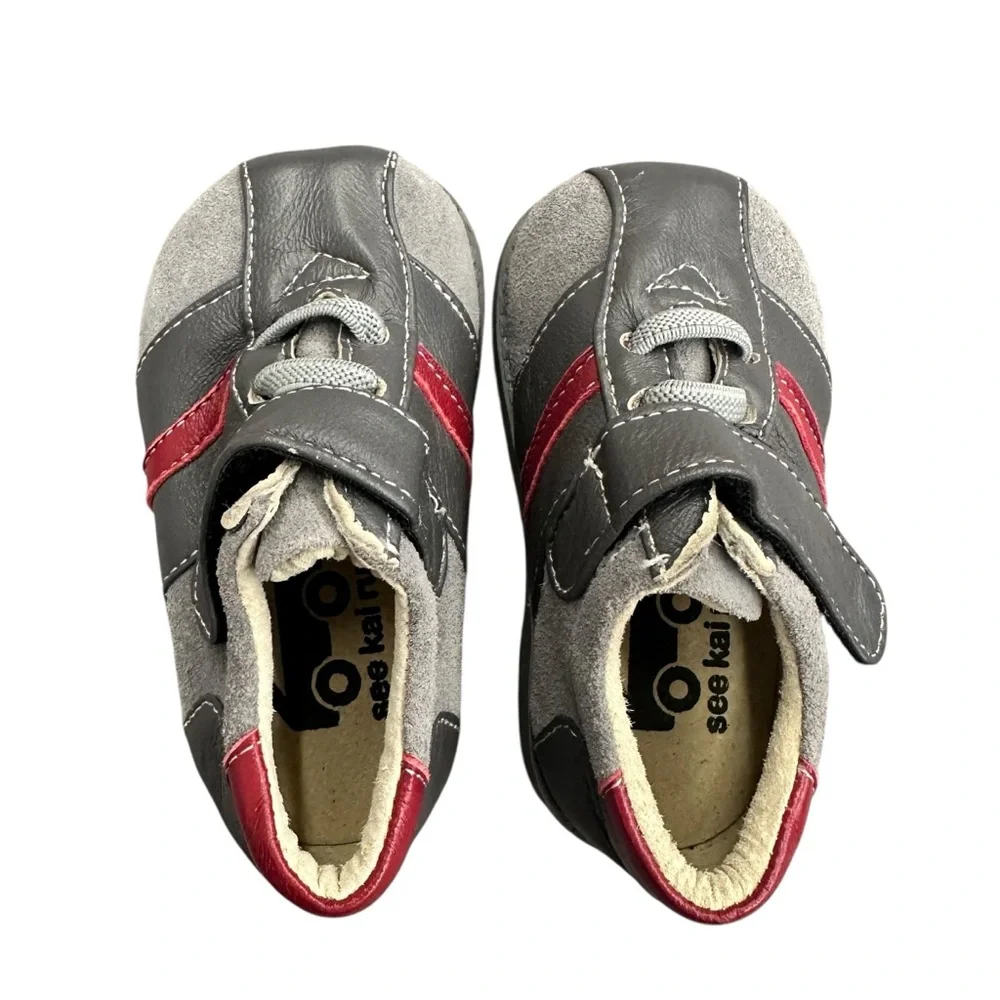 See Kai Run Emilio Shoes Gray Red Velcro Size 4‎